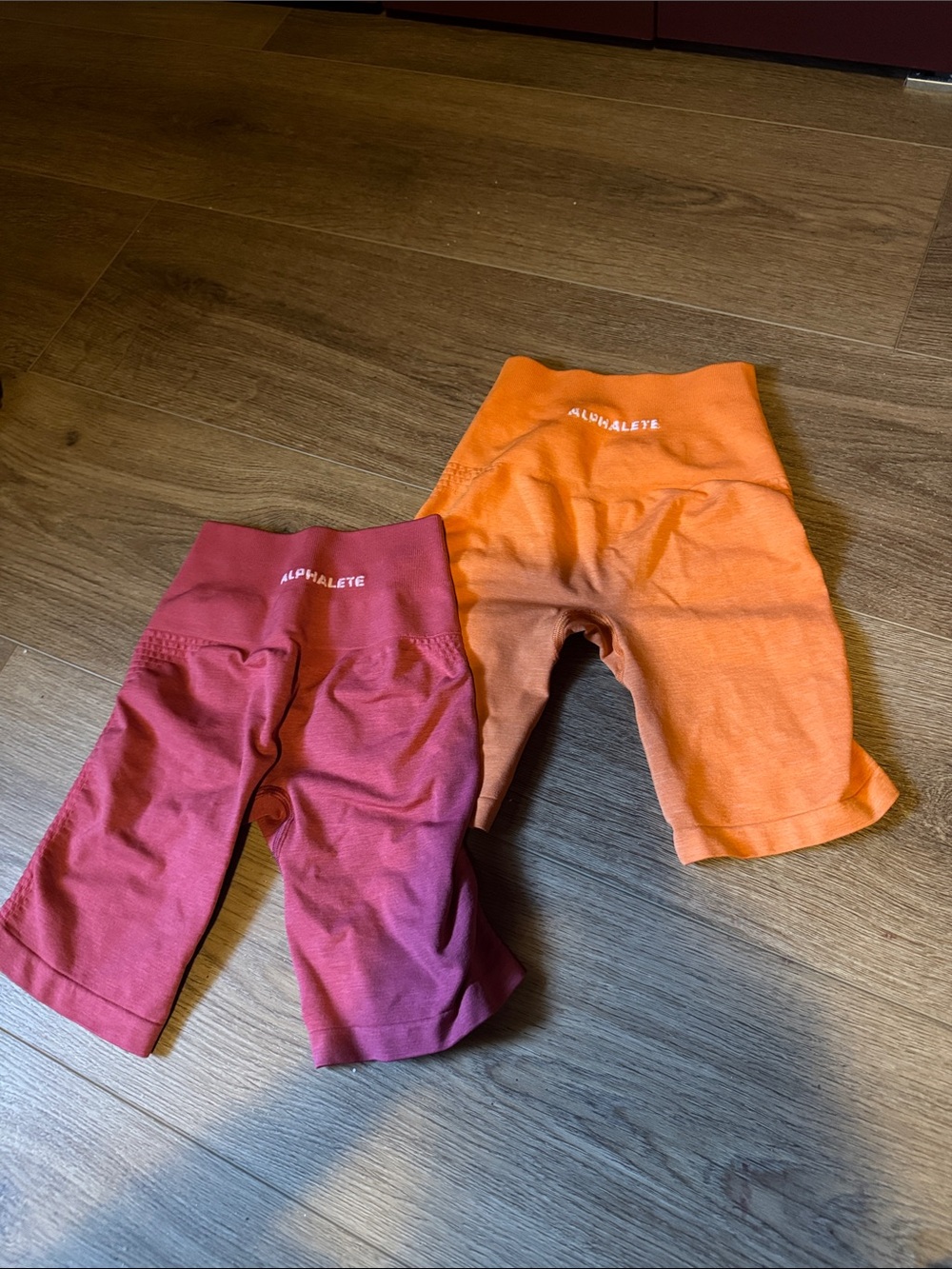 Alphalete Orange and Pink Gradient Athletic Bike Shorts